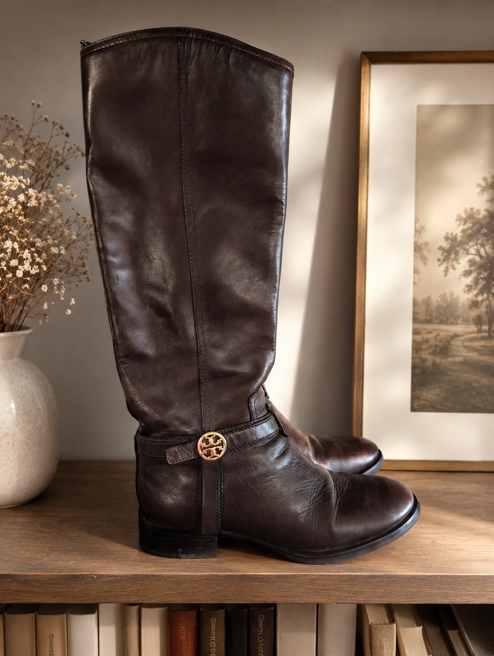 Like new Tory Burch brown leather riding boots